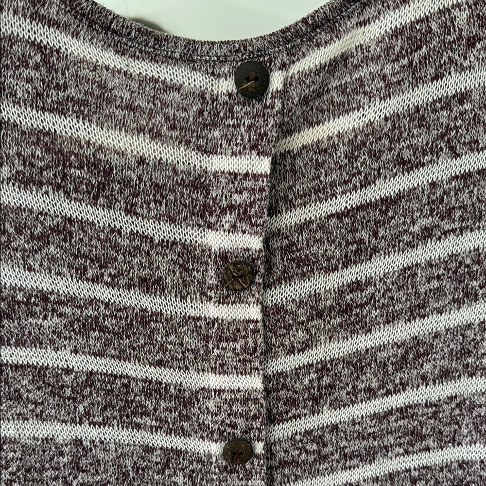 Cato Purple Long Sleeve Striped Sweater with Button Accents and Elbow Patches - Picture 6 of 6